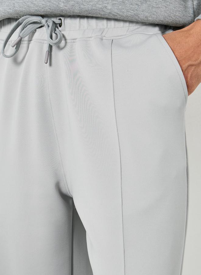 Styli Men Grey Pintuck Open Hem Relaxed Fit Joggers - Image 2